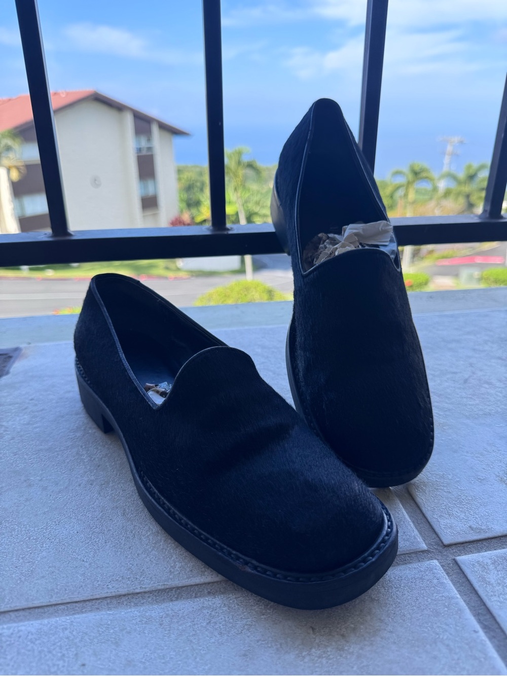 YSL Yves Saint Laurent Pony Hair Black Slip On Loafers
Size 8